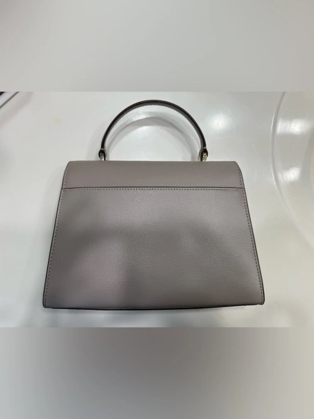 kate spade pebble leather top-handle satchel in mauve gray - Picture 2 of 3